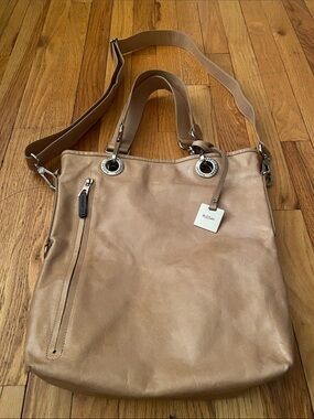 Rudsak NWOT Leather Shoulder Bag Crossbody Tan Leather Silver Hardware Gorgeous